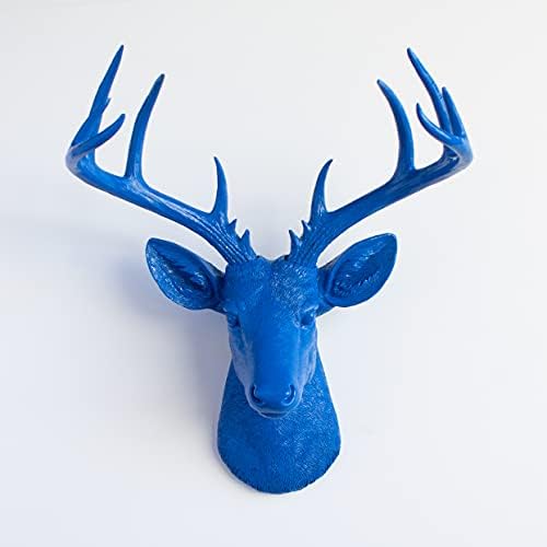 Faux Taxidermy Deer Head Wall Sculpture Brilliant Blue