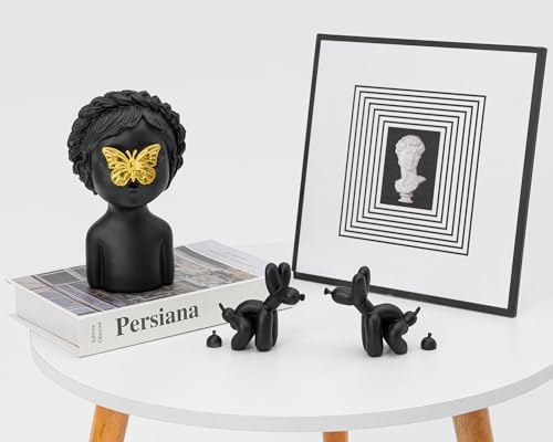 Black Girl Bust Statue with Golden Butterfly