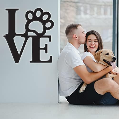Vivegate Love with Paw Print Wall Decor Black Metal Art
