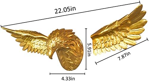 Kelendle Gold Resin Wall Sculpture 3D Eagle Head Decor