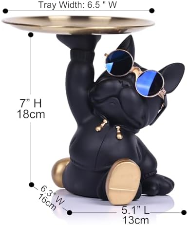 French Bulldog Butler Statue with Key Tray