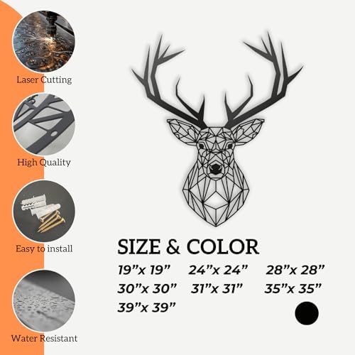 XXQ Geometric Deer Wall Art 24x24 Modern Decor Sculpture