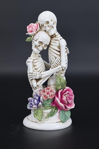 Skeleton Couple Embracing Sculpture Love Until Death
