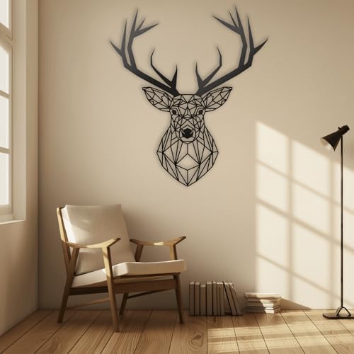 XXQ Geometric Deer Wall Art 24x24 Modern Decor Sculpture