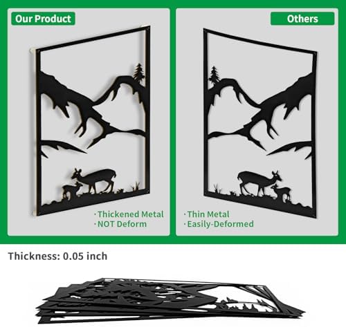 LONGKING 4 Pack Metal Wall Art Black 17x12in