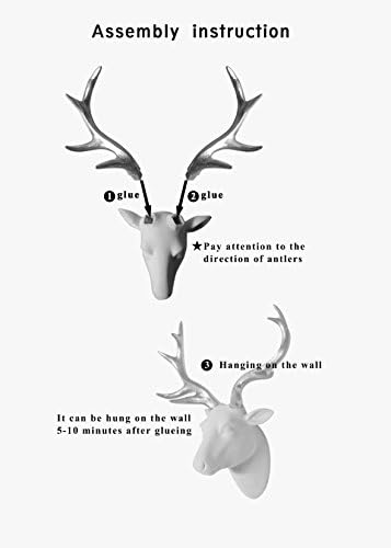 White Faux Furry Deer Head Wall Decor with Gold Antlers