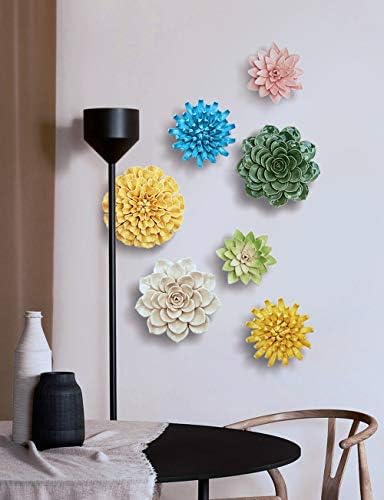 SEINHIJO Ceramic Flower Wall Decor 3D Sculpture Modern Art Gift
