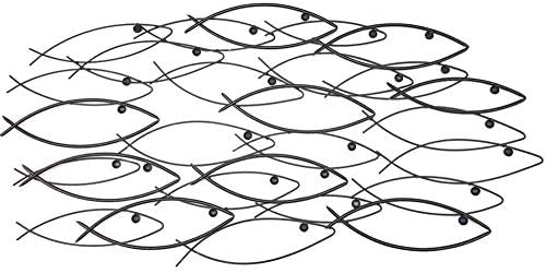 Bellaa 40 Inch Metal Fish Wall Art Sculpture