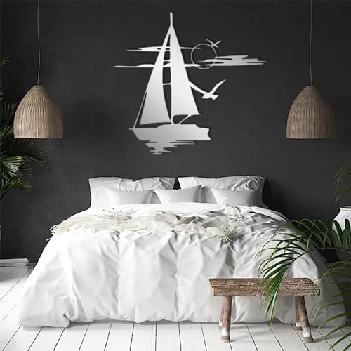 Sailboat Metal Wall Art - Nautical Decor Silver
