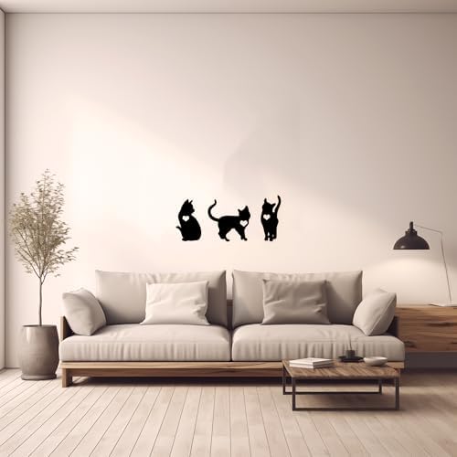 3pcs Black Cat Silhouette Wall Decor for Modern Home