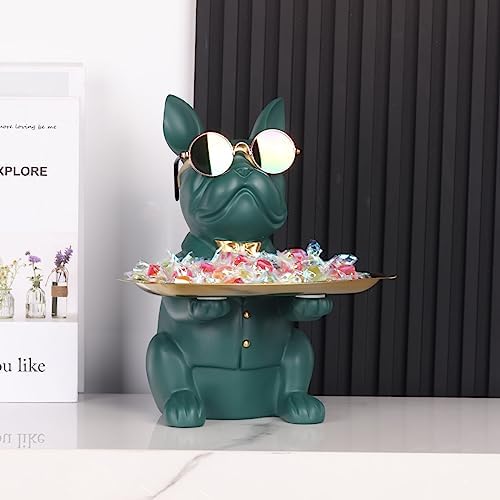 Modern Decor Resin Bulldog Tray Statue Key Holder