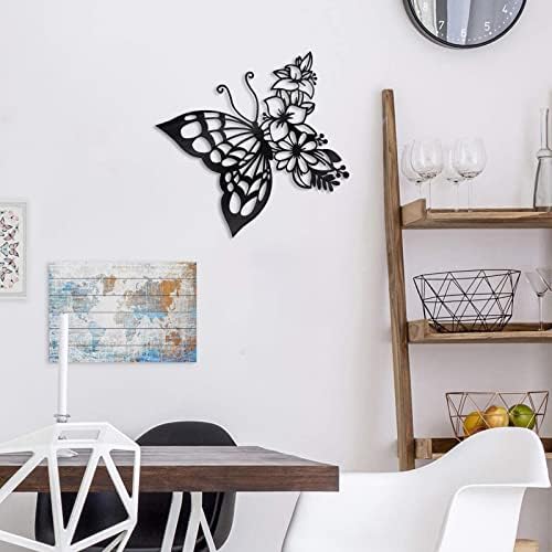 Boho Butterfly Wall Art Metal Decoration Black Medium