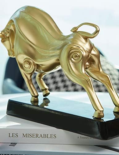 HAUCOZE Bull Decor Sculpture Modern Statue Animal Figurine 9 Inch