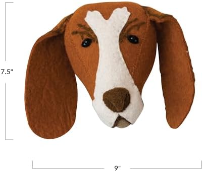 Creative Co Op Handmade Wool Felt Dog Head Wall Hanging