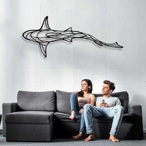 GDSPD 43 x 18 Inch Metal Shark Wall Decor