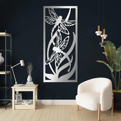 Dragonfly Metal Wall Art Decor Black 19x41