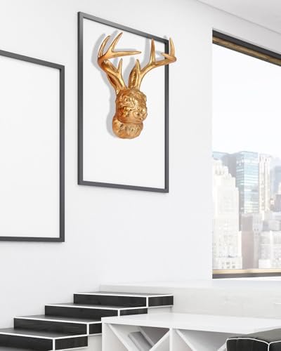 Pumdut Jackalope Wall Mount - Golden Animal Head Sculpture