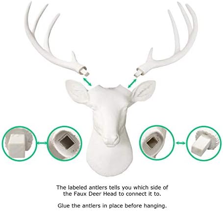 Wall Charmers Large White Faux Deer Head Wall Decor