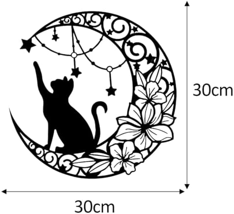 Deanvzes Moon Cat Metal Wall Art Sculpture