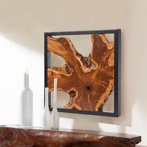 Warmaxx Rustic Teak Wood Wall Art 17x17 Handmade Decor