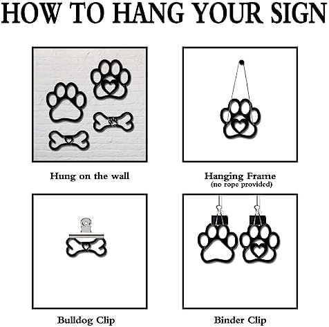 INFUNLY 4 Piece Dog Wall Art - Paw and Bone Decor