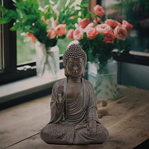 Leekung Buddha Statue Home Decor 7 Inch Brown