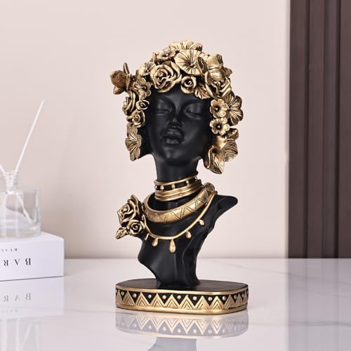 Elegant African American Woman Bust Statue