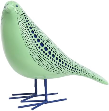 Quoowiit Bird Figurine Modern Sculpture with Polka Dots Design Green