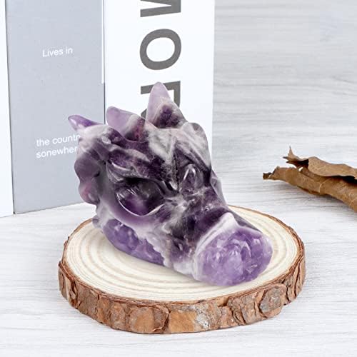 Artistone 2 Inch Amethyst Crystal Dragon Head Statue