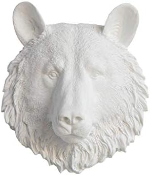 Near and Deer MBE01 Faux Taxidermy Bear Head Wall Mount White Mini