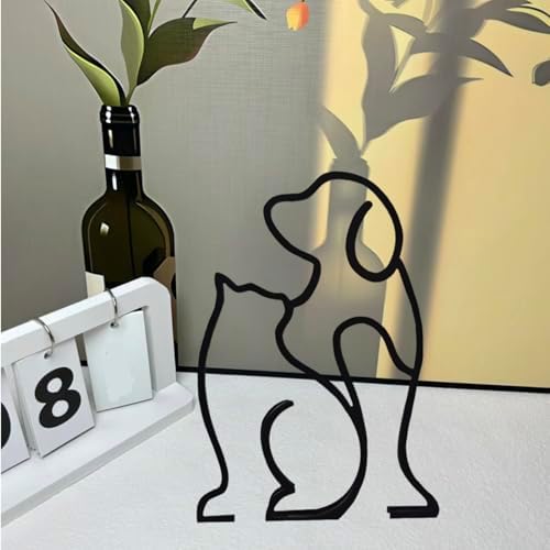 Modern Metal Cat Wall Art Sculpture Black Minimalist Design