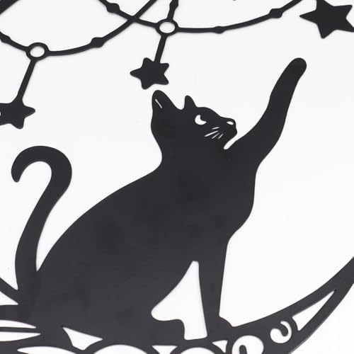 12 Inch Black Metal Cat Wall Decor Sculpture