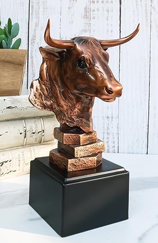 Ebros Gift Wildlife Bull Head Statue Bronze Electroplated