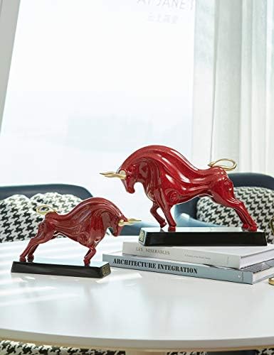 HAUCOZE Bull Decor Sculpture Modern Statue Animal Figurine 9 Inch