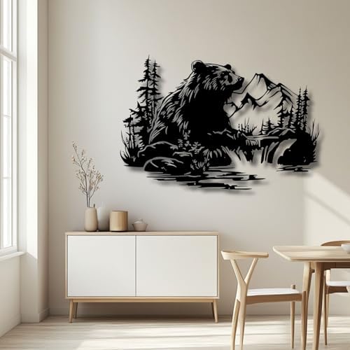 Flewfar Metal Wall Art Bear Mountain Stream