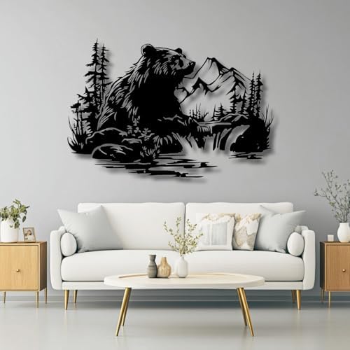 Flewfar Metal Wall Art Bear Mountain Stream