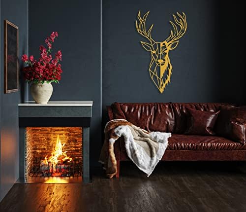 Deer Head Wall Art with Antlers Black Metal Sculpture