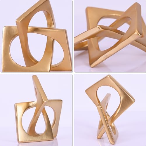 Modern Geometric Sculpture Gold Knot Statue Decor