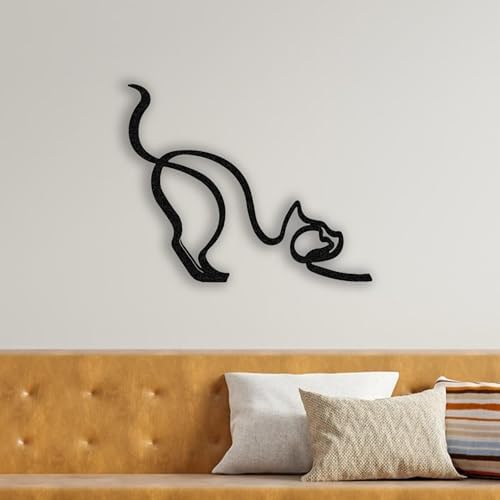 Minimalist Cat Figure Metal Wall Art 18x14 Inch