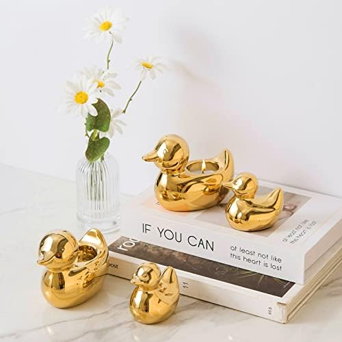 Golden Ceramic Mini Duck Home Decor Statue