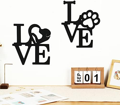 KOYILTD 2PCS Black Love with Paw Print Wall Decor