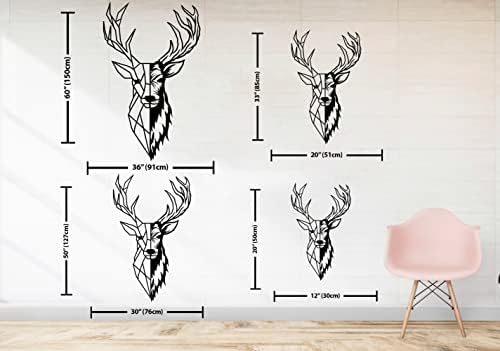 Deer Head Wall Art with Antlers Black Metal Sculpture