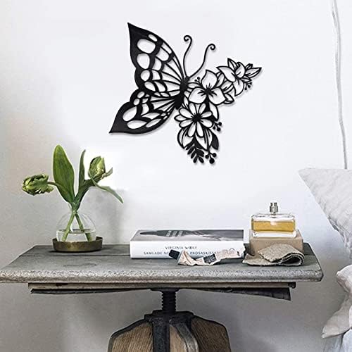 Boho Butterfly Wall Art Metal Decoration Black Medium