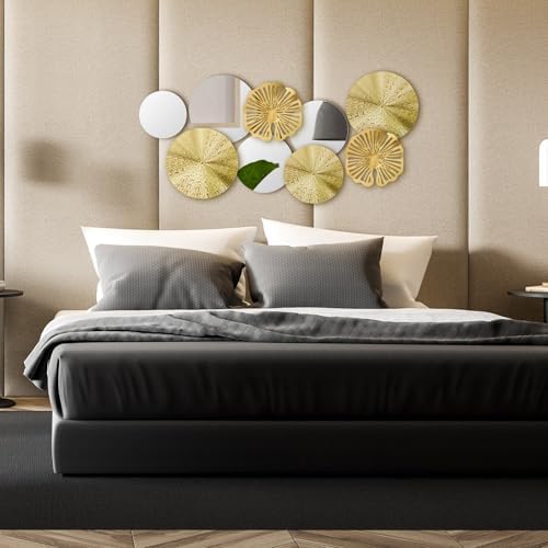 Hicarer 9 Pcs Circle Mirrors Metal Wall Decor Sculptures