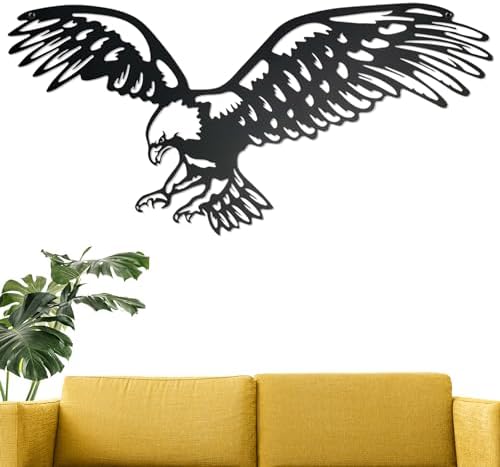 Eagle Decor Metal Wall Art 36x18 Black