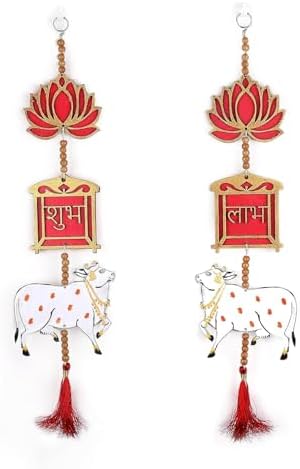 KM-Export Shubh Labh Wall Sculpture with Lotus and Cow
