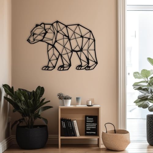 XXQ Metal Wall Art Geometric Bear 48x32
