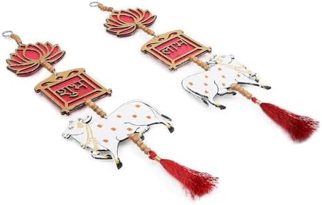 KM-Export Shubh Labh Wall Sculpture with Lotus and Cow
