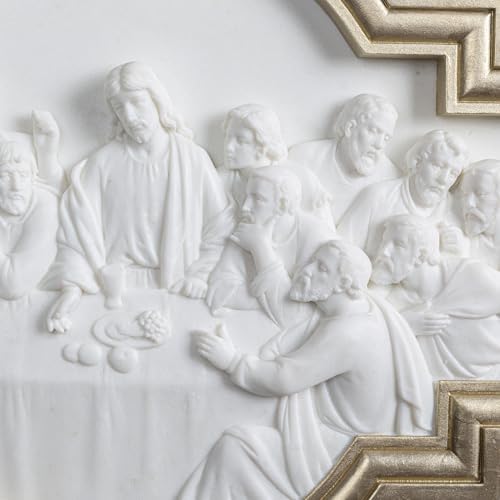ShineOnAngel Last Supper Wall Sculpture Renaissance Style Gold Framed Relief Wall Art