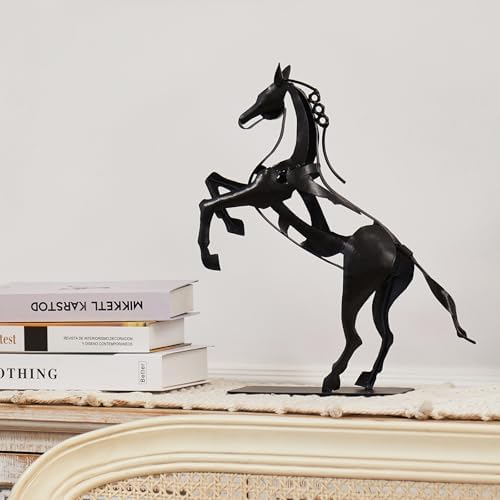 Standing Horse Statue - Hand Painted Metal Sculpture